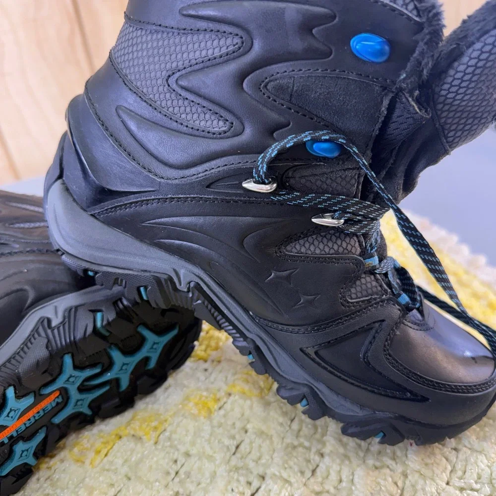 Merrell Womens Black Waterproof Winter Hiking Boots J21120 Size‎ 9 Active Heat